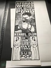 FRANK KOZIK BLACK LINE APHGAN WHIGS POSTER / SIGNED / SUB POP - KENNEL CLUB 1992