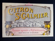 CARTON PUBLICITAIRE ANCIEN CITRON SAINT GALMIER COLLECTION BISTROT VINTAGE
