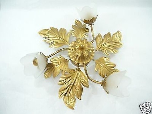 Plafonnier lustre feuille - plafonnier, or