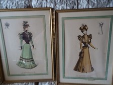 sous verre,cadre doré ,  GRAVUREs ANCIENNEs DE MODE  paris au choix== verdatres