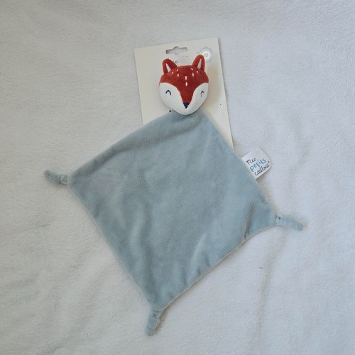 Doudou renard plat blau marron - renard,