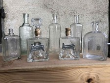 Lot collection vieux flacons en verre d' artisanat