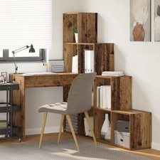 Bureau d'angle avec étagère avec stockage Bois d'ingénierie de travail vidaXL vi