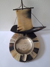 Cendrier Vide Poche  Bateau  Bois Et Corne  Art Populaire 1960 Vintage