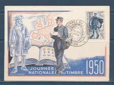 carte  1er jour  journée du timbre   69  Lyon    1950