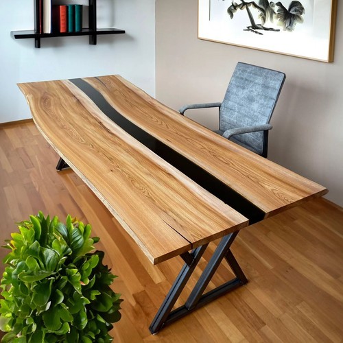 Table bois époxy noir - en,