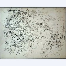 COTTAVOZ André (1922-2012)  "Paysage"  Feutre/Papier  Signé et daté 59
