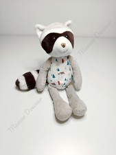 Peluche/Doudou Pantin Léon Raton Laveur Gris Oreilles Blanches 25cm  Kaloo Filoo
