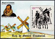 Guinée équatoriale 1975 Don Quichotte Chevaux Livres Littérature Âne Moulin MNH