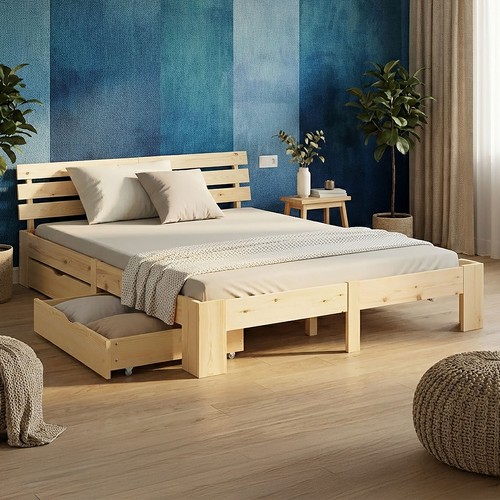 Lit double 160x200 bois - lit,
