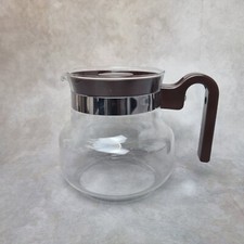 Cafetière vintage Pyrex en verre avec couvercle poignée bruns - Made in France