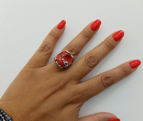 Bague femme vraie corail - femme,