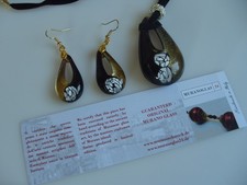 Collier Boucles D'Oreilles Set Parure En Original Verre de Murano Bijoux Verre