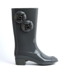 Chanel Bottes de pluie Camelia EU39 Grey Camelia Rain Boots UK6 US8.5
