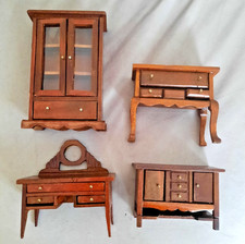 4 MEUBLES EN BOIS VINTAGE POUR MAISON DE POUPEE