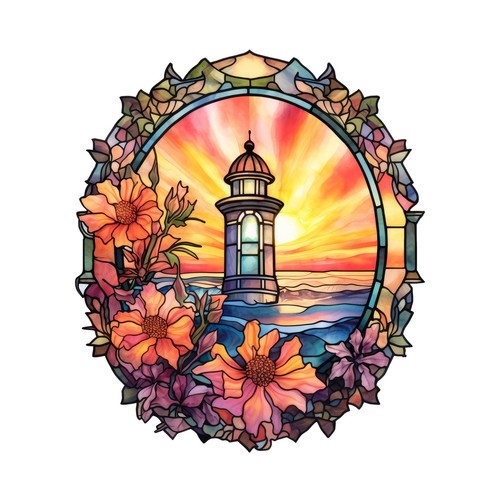 Autocollants phare vitraux - phare,