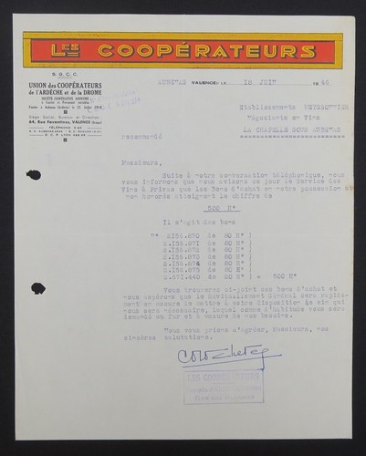 Facture 1946 cooperateur - 1946,