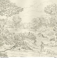 Nicolas Poussin Diogène se promenant dans les environs d'Athènes - Gravure orig