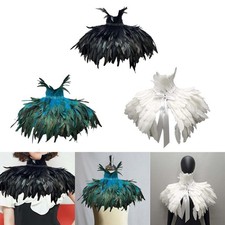 Cape gothique en plumes artificielles, pour spectacle sur scène, Festival,