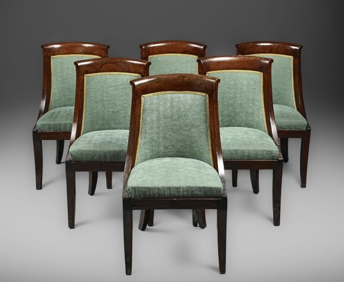 Six chaises empire dossier - chaises,