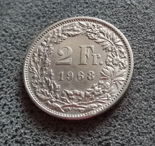 Suisse 2 Francs 1968 Helvetia debout KM:21a  "PIÈCES DE MONNAIES"  [3048]