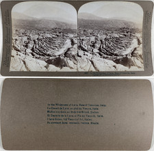 Italie, pied du Vésuve, mer de lave, Vintage silver print, ca.1900, Stéréo Tirag