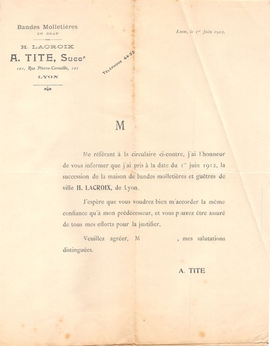 1912 bandes molletieres - bandes, tite