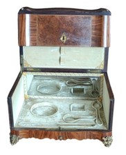 Ancien Coffret Bois Nécessaire De Toilette Style Louis XV/Intérieur Velours/1900