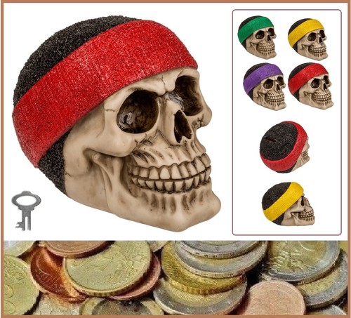 Tête mort tirelire bandeau - de,
