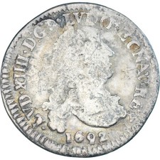 Monnaie, France, Louis XIV, 4 Sols aux 2 L, 1692, Atelier incertain, réformé