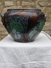 Boch Frères Keramis, Cache pot en grès avec effets irisés, Art Nouveau, v. 1900