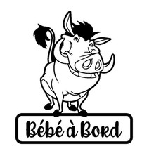 Sticker Bébé à Bord Pumba Le roi lion – Autocollant Voiture Bébé Enfant Sécurité