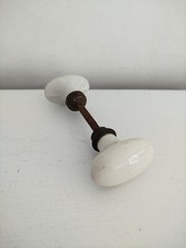 Vintage Poignée Porte Ancienne Ovale Porcelaine Laiton Napoléon Bouton 6 7 cm