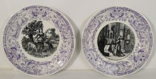 LOT ANCIENNES ASSIETTES PARLANTES JEANNE D'ARC N° 1 et 2 - DIGOIN SARREGUEMINES