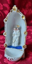 Benitier Miniature Culte Religion Vitrine Collection Vierge Jesus Porcelaine 19
