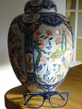 DESVRES GEO MARTEL ANCIENNE POTICHE EN FAIENCE DECOR DELFT ht 28 cm