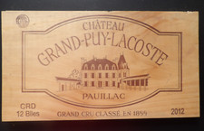 Estampe , façade de caisse vins château GRAND PUY LACOSTE  2012