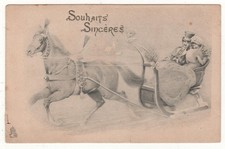CPA FANTAISIE : SOUHAITS SINCÈRES - Traineau - Cheval - Bonne Année