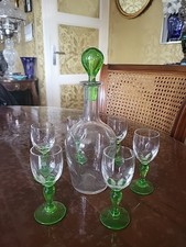 Service À Liqueur En Ouraline Carafe Et 6 Verre Digestif Uranium Glace