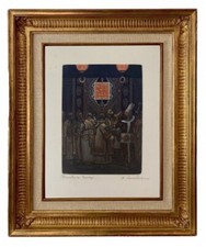 ANDRE LAMBERT (1884-1967) SUPERBE EAU-FORTE AQUATINTE REHAUSSEE AQUARELLE (10)