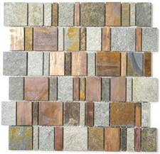 Mosaïque carreau cuivre gris