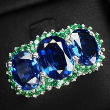 Bagues faites main en argent sterling 925 saphir bleu royal 6,30 carats...