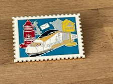 b PINS PIN TRAIN RAILWAYS WAGON TGV  EUROSTAR LA POSTE TIMBRE  VERSION DORE