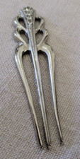 Ancien grand pic peigne à cheveux chignon couleur argent accessoire vintage 732