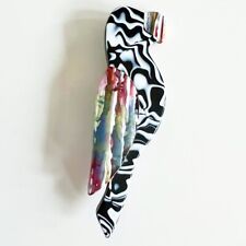 Broche LEA STEIN PERROQUET Marbrure Noire  années 68-80 Bijou Celluloïd Wolmark