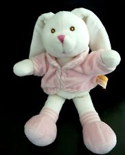 *. DOUDOU PELUCHE KIMBALOO LA HALLE LAPIN BLANC GILET ROSE RAYE EXCELLENT ETAT