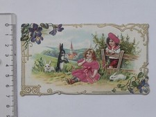 CHROMO DECOUPIS Chocolat POULAIN SATIN (Gaufré): FILLETTE LAPIN Garçonnet Marin