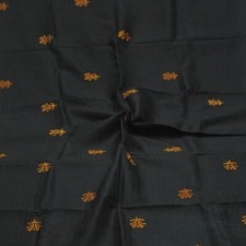 Reste De Tissu En Soie Pure 100% Noir Brodé À La Main Sari Vintage 4YD