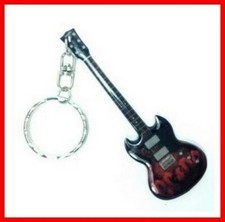 AC/DC GUITARE MINIATURE PORTE CLE! Angus Young Red SG Logo Rock Metal Hard Heavy