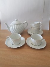 Service À Thé Haviland Limoges Torsade Blanc Tasses Et Théière